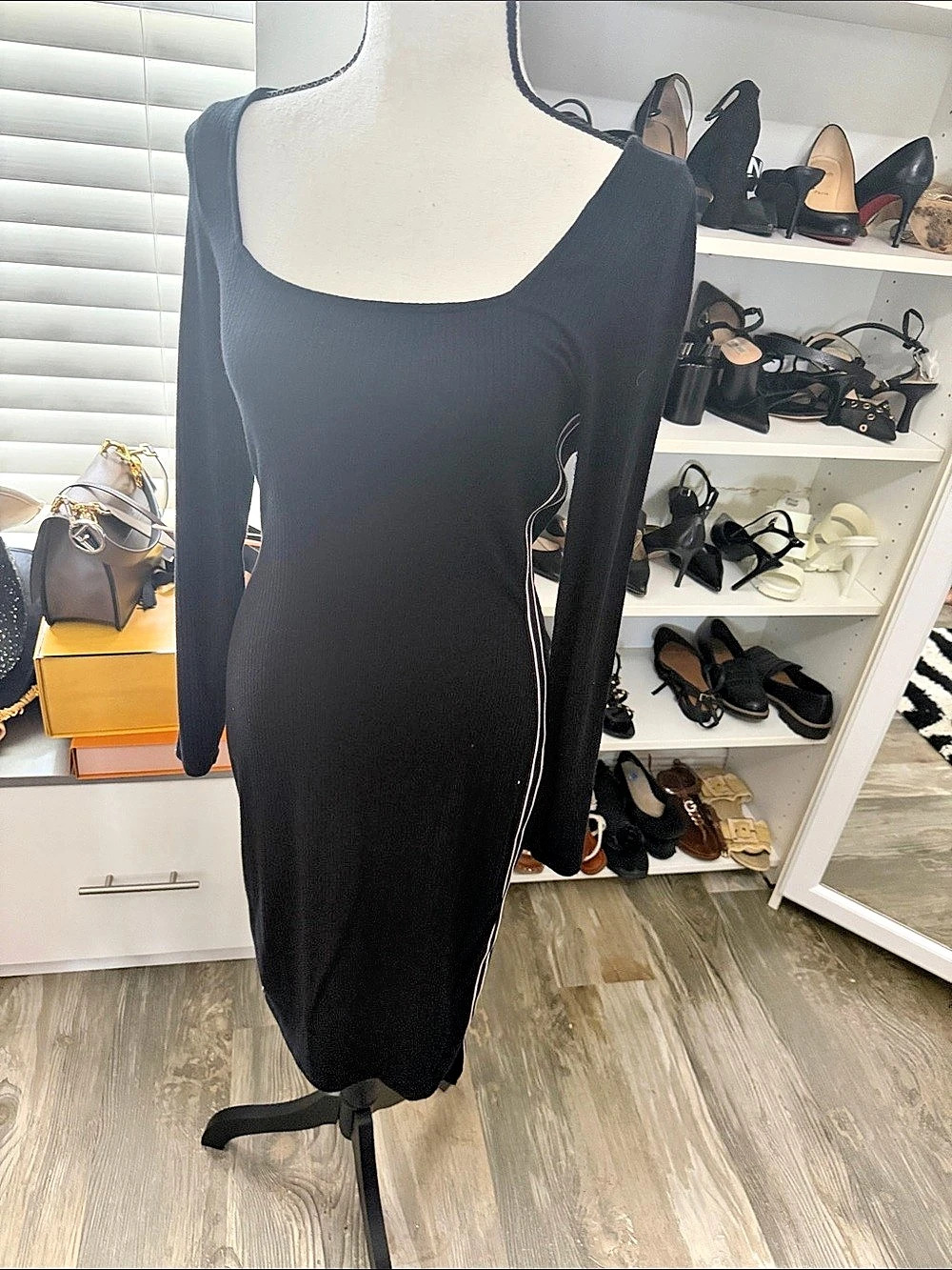 Express Long Sleeve Black Mini Dress Like New